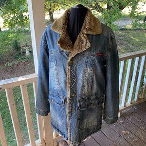Denim fur lined 4YOU barn jacket, size medium.